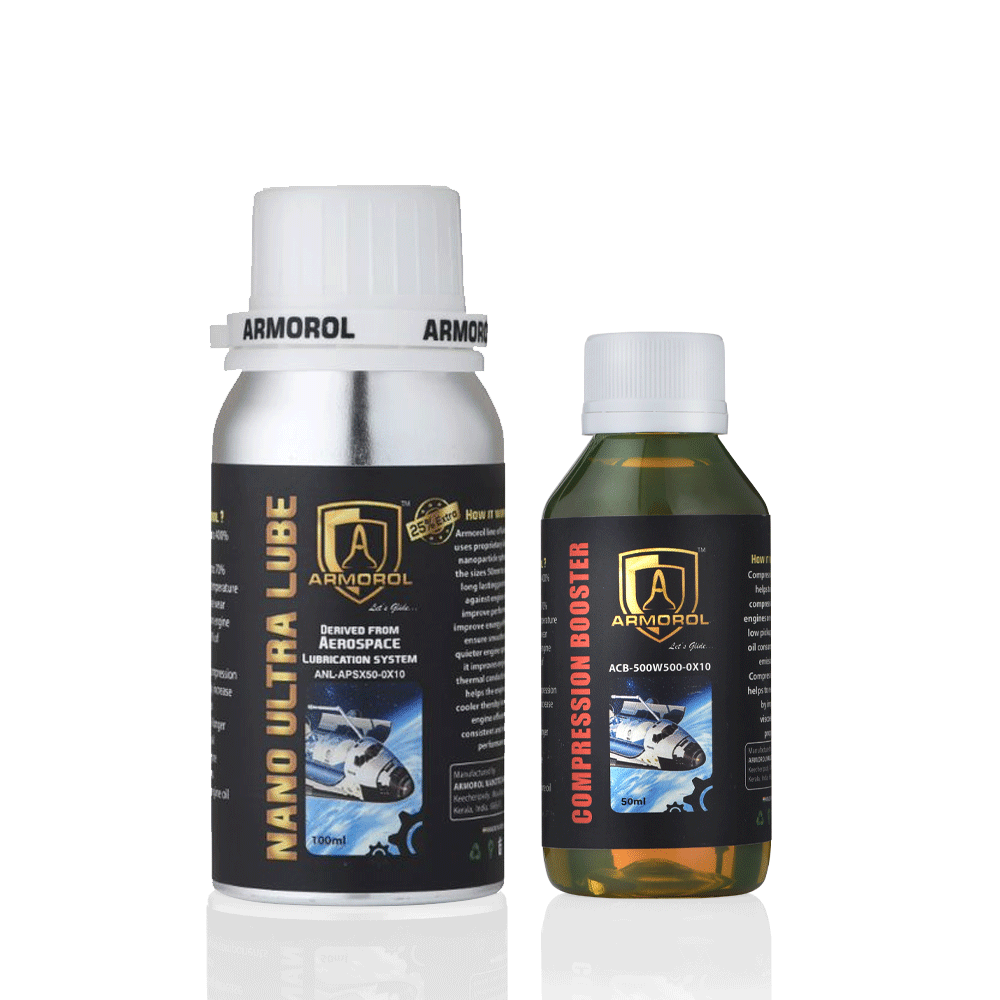 Nano Tera Lube 100ml + Compression Booster 100ml Combo – Enhance Low Pickup for All Cars & Bikes (350cc-1500cc)